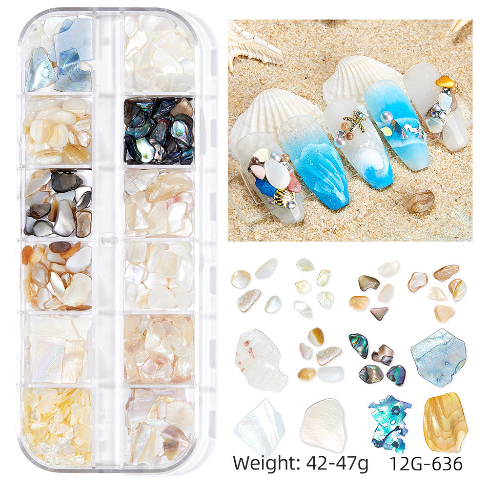 Wholesale Ocean Series Nail Art Jewelry Natural Shell Slices Abalone Slices Starfish Metal Rivets Pearl Small Stone Accessories